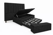 Kit De Quarto Heitor Bicama Baú Solteiro 88 x 188 cm Cabeceira De Cama e Calçadeira Baú Solteiro 90 cm Suede Preto