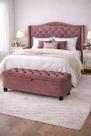Kit De Quarto Lisboa Cabeceira De Cama Box e Calçadeira Baú Casal 140 cm Suede Rose Eli Móveis e Decoração