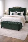 Kit De Quarto Lisboa Cabeceira De Cama Box e Calçadeira Baú Casal 140 cm Suede Verde Escuro Eli Móveis e Decoração