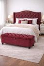 Kit De Quarto Lisboa Cabeceira De Cama Box e Calçadeira Baú Queen 160 cm Suede Bordo Eli Móveis e Decoração