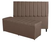 Kit De Quarto Roma Cabeceira De Cama Box e Calçadeira Baú Casal 140 cm Suede Marrom Eli Móveis e Decoração