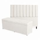 Kit De Quarto Roma Cabeceira De Cama Box e Calçadeira Baú Casal 140 cm Suede Off White Lupesa Móveis Ltda