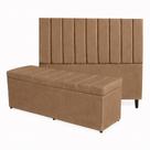 Kit De Quarto Roma Cabeceira De Cama Box e Calçadeira Baú Casal King 195 cm Suede Capuccino Do Lar Móveis e Decoração