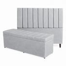 Kit De Quarto Roma Cabeceira De Cama Box e Calçadeira Baú Casal King 195 cm Suede Prata Eli Móveis e Decoração