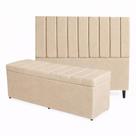 Kit De Quarto Roma Cabeceira De Cama Box e Calçadeira Baú Casal Queen 160 cm Suede Bege Eli Móveis e Decoração