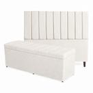 Kit De Quarto Roma Cabeceira De Cama Box e Calçadeira Baú Casal Queen 160 cm Suede Off White Eli Móveis e Decoração