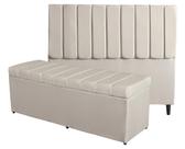 Kit De Quarto Roma Cabeceira De Cama Box e Calçadeira Baú King 195 cm Suede Porcelana Eli Móveis e Decoração
