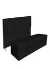 Kit De Quarto Roma Cabeceira De Cama Box e Calçadeira Baú King 195 cm Suede Preto Do Lar Móveis e Decoração