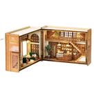 Kit de quebra-cabeça dobrável de madeira DIY Mini Bagel Shop Dollhouse