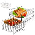 Kit De Rack De Espeto Para Fritadeira De Ar De Aço Inoxidável De Camada Dupla, Bandeja De Cozimento,