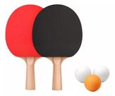Kit De Raquete Tenis De Mesa Yins Em Madeira 2 Raquetes 3 Bolas Ref - YS37063