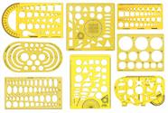 Kit de Réguas Geométricas com Moldes Multipadrão para Escritório e Escola, 8 Peças - Traceease