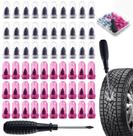 Kit de Reparo de Pneus 60 Peças com Tampões de Borracha em Espiral