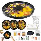 Kit de Resina Artesanal GooCare 30 cm Bandeja Floral Preta - Pro