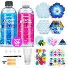 Kit de Resina Epóxi Teexpert para Iniciantes, Kit de Resina de 32OZ com Moldes de Silicone, Conjunto Completo com 24 Cores, Flores Secas e Materiais de Arte, Artesanato para Adultos, Kit Presente para Porta-copos e Decoração DIY