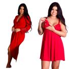 Kit de Robe Roupão Longo e Camisola Amamentação Gestante Fácil Acesso Confortável