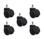 Kit de Rodízios para Cadeira Giratória, 5 Rodinhas de PU, Preto