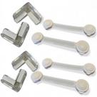 Kit de Segurança para Bebê com 4 Protetores de Quina de Silicone para Móveis e 4 Travas de Segurança para Portas, Transp