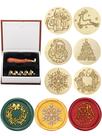 Kit de selos de cera de Natal Yoption, 6 peças, cabeças de latão, 9 cm