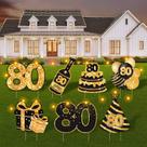 Kit de sinalização decorativa ComboJoy para jardim de 80º aniversário com LED