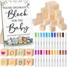 Kit de sinalização para jogos de chá de bebê Tatuo, 75 unidades com bloco de decoração