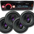 Kit de Som para Carro MP3 Player Bluetooth 2 USB + 4 Alto-Falantes de 6 Polegadas de Alta Qualidade