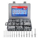 Kit de sortimento Blind Rivets WORKPRO 500 unidades de alumínio 14 tamanhos