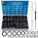 Kit de sortimento de anéis de vedação de borracha ZDBB 1280 unidades, tamanho 24 com ferramentas