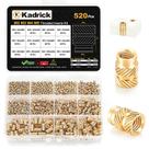 Kit de sortimento de insertos roscados Kadrick 520 unidades de latão M2-M5 Kit de sortimento de insertos roscados Kadrick 520 unidades de latão M2-M5