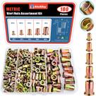 Kit de sortimento de nozes Rivet Ktehloy 180 unidades de aço zincado Kit de sortimento de nozes Rivet Ktehloy 180 unidades de aço zincado
