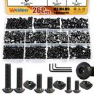 Kit de sortimento de parafusos T-Nuts weideer 260PCS M3 M4 M5 Preto Kit de sortimento de parafusos T-Nuts weideer 260PCS M3 M4 M5 Preto