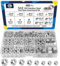 Kit de sortimento Hex Nuts ZQZ 405 unidades de aço inoxidável SAE Kit de sortimento Hex Nuts ZQZ 405 unidades de aço inoxidável SAE