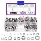 Kit de sortimento Swpeet 390 unidades de aço inoxidável métrico 304