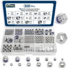 Kit de sortimento Vifmy Metric Hex Nuts & Locknuts 360 unidades