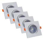 Kit de spot de led 5w 3000k luz amarela quadrado com 5 unidade cod 1804a