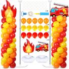 Kit de suporte de coluna para balões Fire Party com 102 balões de caminhão de bombeiros