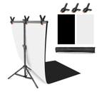 Kit de suporte para cenários fotográficos JEBUTU branco preto 68x130cm