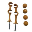 Kit de Suporte Para Cortina Varão Simples Par Com Ponteira Duplo 19/19mm