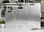 Kit de Tábuas de Corte Kitchen Lar em Aço Inox 304 Escovado - 3 Tamanhos (15x20 cm, 20x30 cm, 25x35 cm)