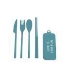 Kit de talheres de plástico verde 5 peças Kit de talheres de plástico verde 5 peças