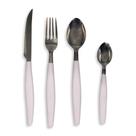Kit de Talheres em Inox 25 Peças Branco Faqueiro Jogo Completo Faca Garfo Colher de Sopa e Colher de Sobremesa