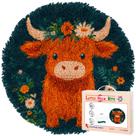 Kit de Tapeçaria em Gancho Redondo 50 x 50 cm Vaca Laranja Fofa