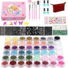 Kit de tatuagens Glitter NATUMER 48 cores à prova d'água com estênceis Kit de tatuagens Glitter NATUMER 48 cores à prova d'água com estênceis