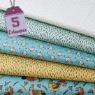Kit de Tecido Galinhas Azul (30x70) 5 Estampas Kit de Tecido Galinhas Azul (30x70) 5 Estampas