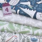 Kit de Tecido Planeta dos Dinossauros Azul (30x70) 4 Estampas Kit de Tecido Planeta dos Dinossauros Azul (30x70) 4 Estampas