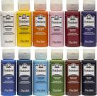Kit de Tintas para Artesanato FolkArt Outdoor Gloss 12 frascos de 59 ml