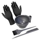 Kit de Tintura Coloração e Química Capilar Profissional com Pincel Pente e Cumbuca Plástica Resistente + Par de Luvas -