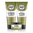 Kit de tratamento de barba Softsheen-Carson Magic Shaving para homens com óleo de cedro, inclui manteiga de barba, esfoliante e limpador, conjunto de presente para cuidados com os pelos faciais, 1 kit