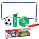 Kit De Trave Gol Golzinho C/ Bomba De Ar Bola De Futebol Time Esportiva Para Atividades Físicas Treino e Garrafa 700ml