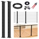 Kit de trilhos de cabo Muzata Black 36", postes de 2 níveis, 3 a 6,5 m